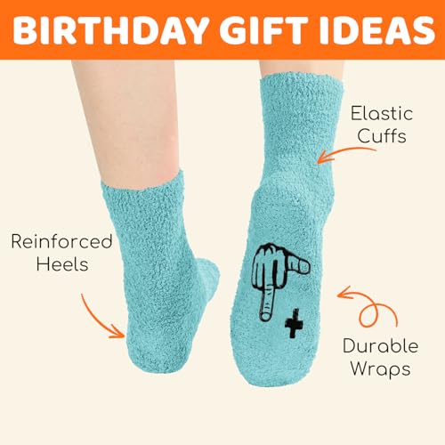 Image of HAPPYPOP Birthday Gifts for Women - Fuzzy Socks for 51 52 53 54 55 56 57 58 59 60 Year Olds