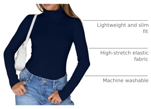 Image of Trendy Queen Womens Turtleneck Tops Winter Clothes | Long Sleeve Basic Shirts,Stretchy Fit,Tight Lightweight Fall Fashion 2026
