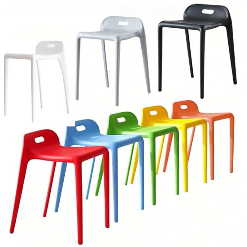 FCZVWPR Taburete De Bar De Plástico Liviano, Silla For Computadora con Respaldo Bajo, Cómoda Silla For Eventos, Amplía La Superficie del Asiento Grande, For Pub, Café(White)