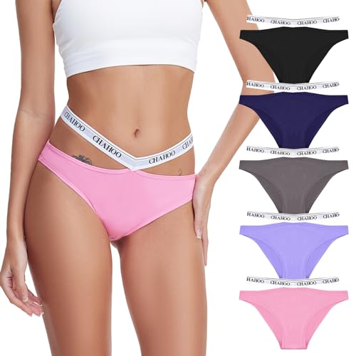 BAJAOEY Unterhosen Damen Slip Baumwoll Unterwäsche Damen Bequeme Hipster Slips Frauen Höschen 5er Pack,M