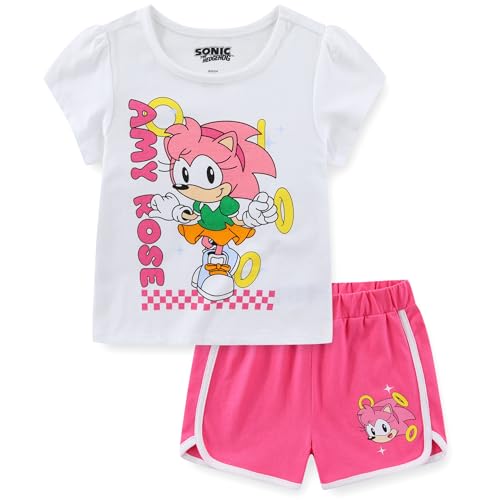 SEGA Sonic the Hedgehog Amy Rose Girls Short Sleeve T-Shirt and Shorts Set for Big Kids