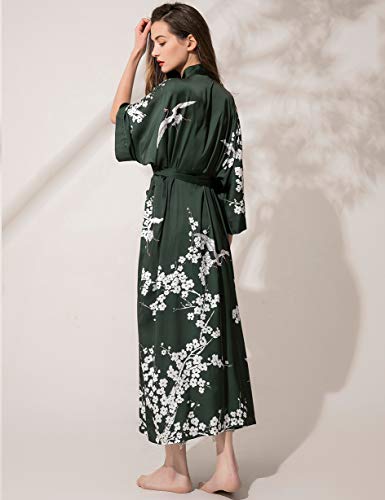 Aensso Long Soft Lightweight Silky Kimonos Robes for Women, Luxury Japanese Floral Womens Kimono Robe