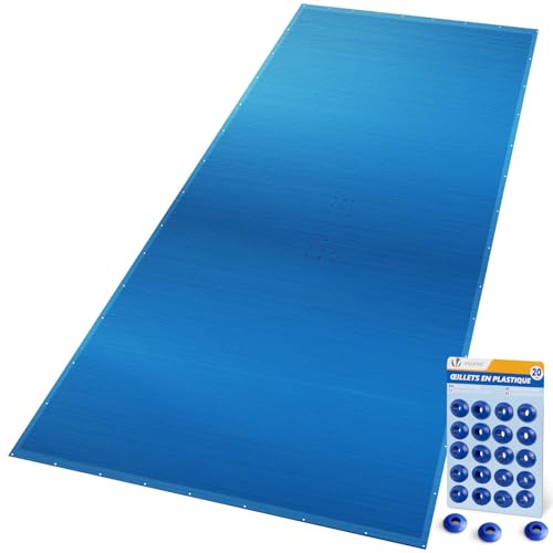 VOUNOT® Telo Copri Piscina Rettangolare 8x14m, Telone Impermeabile in PE 160g/m², Resistente agli UV, Doppio Strato con Occhielli in Alluminio, Copertura Protettiva per Piscina Fuori Terra, Blu Scuro