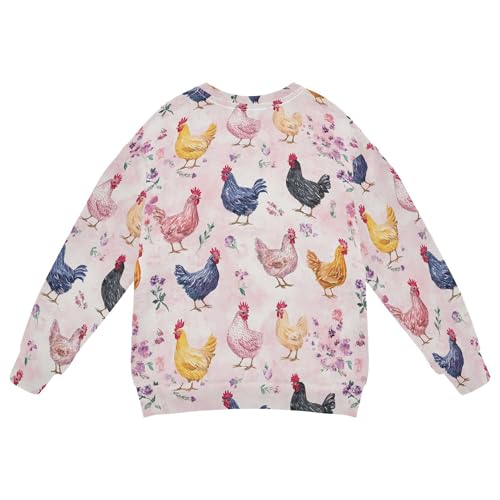 JUNZAN Sweet Bantam Chicken Pink Little Kids Sweatshirts Hoodies Crewneck Hoodies for Girls Sports 4T2