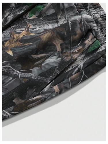 GORGLITTER Men's Camo Sweatpants Drawstring Waist Patchwork Stacked Flared Joggers4