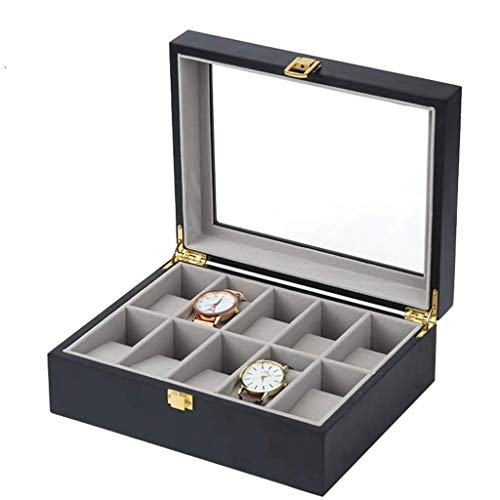 Uhrenbox für Herren – Holz 10 Fächer Uhrenbox Damen Schmuck Display Rage Boxen Vitrine Organizer mit Lass to