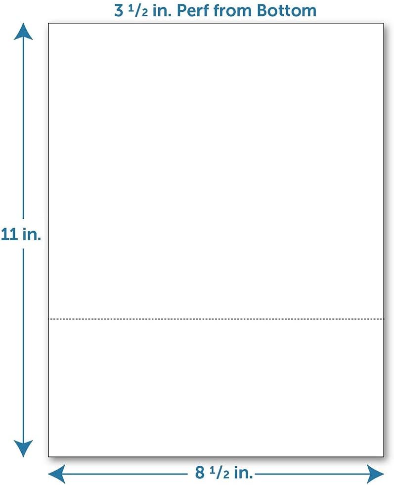 Perforated Paper, 3 1/2" From Bottom, Horizontal on White 20# Letter Size Copy Paper (Ream of 500)