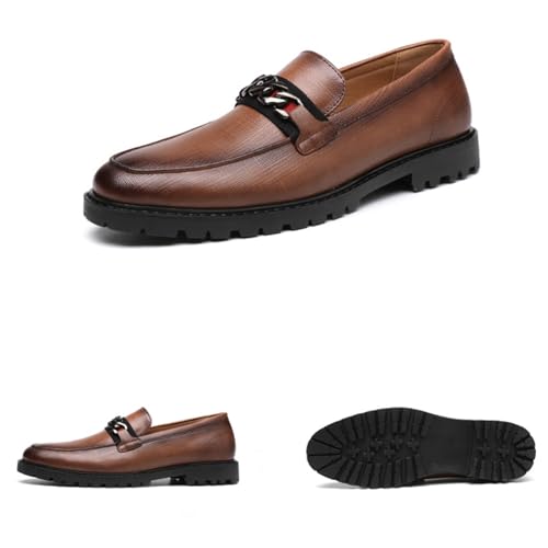 Men's Leather Buckle Formal Loafers Vintage Pointed Toe Slip-On Oxford Formal Shoes2