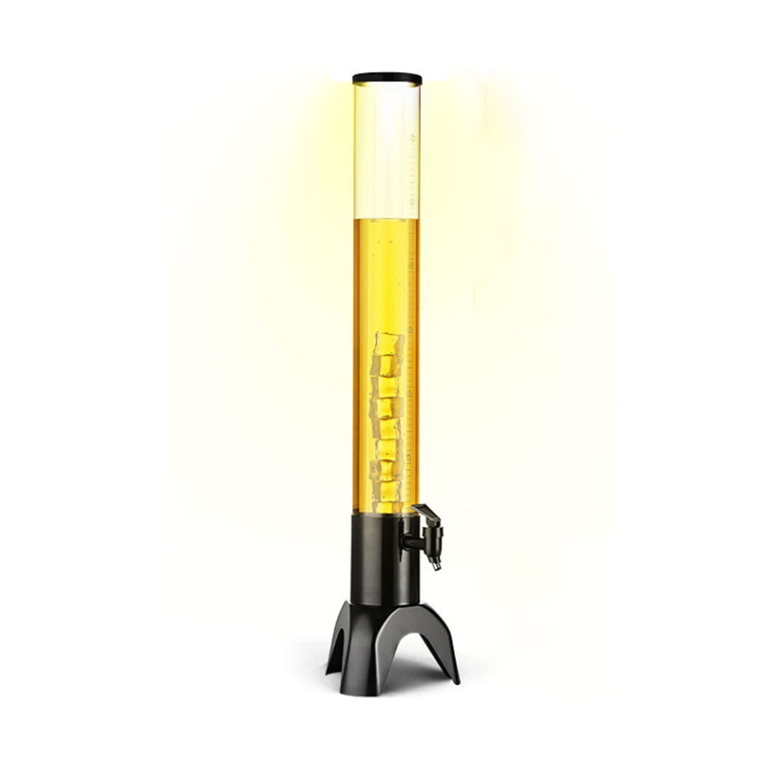 JOMRTS 3L/1.5L Beer Dispenser with Ice Tube and Lights, Black Beverage Dispenser with Tap, Mimosa Cold Dispenser for Parties, Beer (Black 3L)