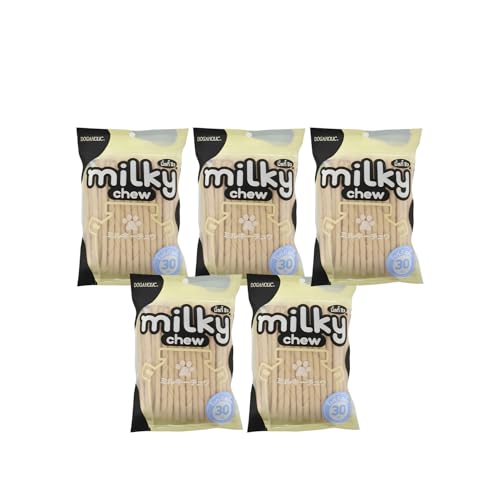 Image of Dogaholic Milky Chew Stick Style Dog Treats | Milk-Flavoured Rawhide Chews for All Ages & Sizes | Strong Teeth & Bone Support | 30 Sticks Per Pack (Pack of 5)