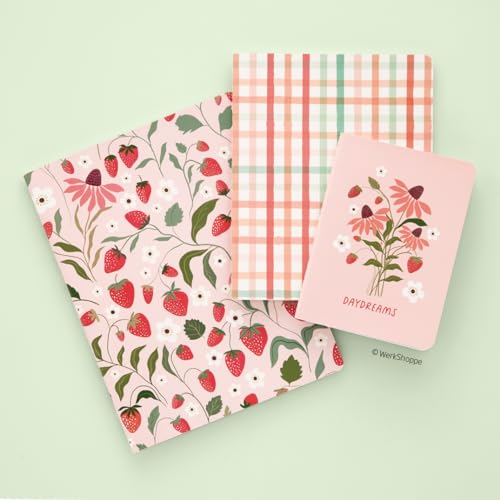 Carnets cousus Strawberry Daydreams : lot de notes à motifs