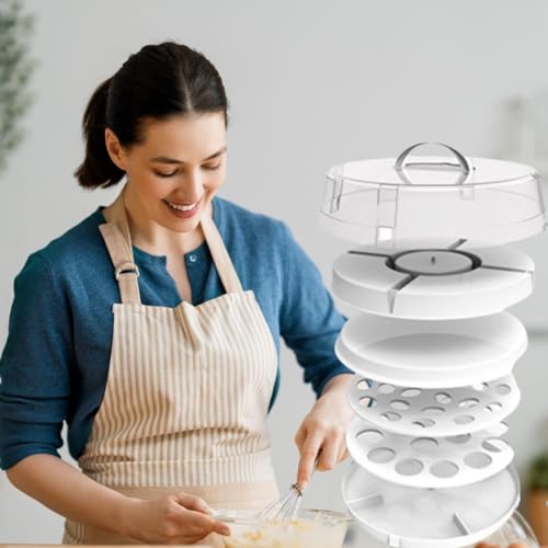 Crazy Chef Collapsible Portable Cake Carrier - Cake Holder - Cake and Cupcake Carrier Transporter - Deviled Egg Carrier with Lid - Pie Carrier - Party Platter and Stackable Storage Space Saver