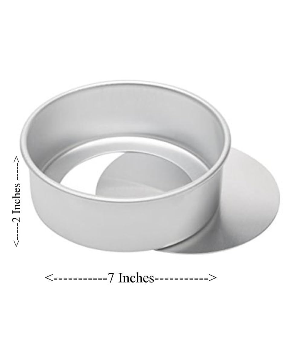 Ravi Bakeware Aluminium Round Cake Mould Detachable Base Bottom Cake Pan Removable Base Bottom Cake Tin Loose Base Bottom 7 Inches 1