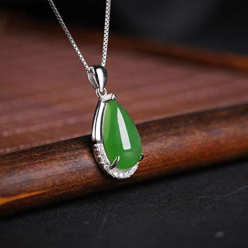 14K Gold Real Natural Jade Teardrop Moissanite Pendant, Ethnic Style Hollow Inlay Design, Elegant Jade Jewelry Gift for Her Happiness - Image 5