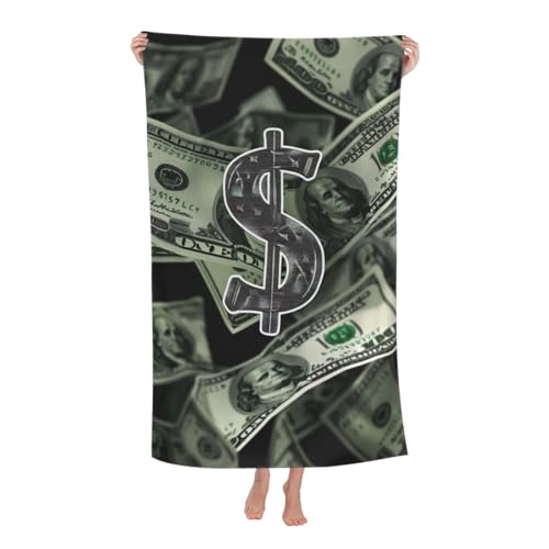 DCEHGEW Dollar Sign Money Printed Microfiber Bath Towels 32x52 Inch, Highly Absorbant Beach Towel Bath Sheets for Bathroom Travel Hotel Spa