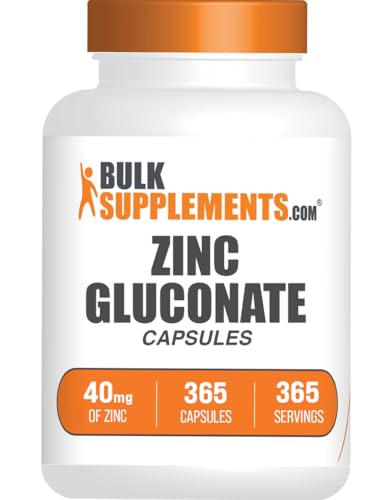 BulkSupplements.com Zinc Gluconate Capsules - Zinc Supplements for Immune Support - Gluten Free 1 Capsule per Serving 365 Count (Pack of 1)
