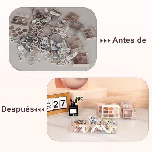 JessLab Organizador Acrílico para Cajón, Caja de Almacenaje Transparente, Organizador de Maquillaje Duradero y Elegante para Tocador, Labiales, Brochas, Joyería (2 Pack) - imagen 3