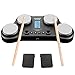 HXW PD405 Percussion Pad Tabletop Electronic Drum Set, With Coach & Game Features, 163 Sounds, LCD Display, Pedals, Drum Sticks