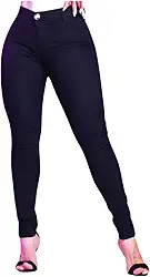 Calça Jeans Sarja Feminina Miraly Skinny, Cintura Alta, Levanta Bumbum, Tecido Macio Com Elastano Premium