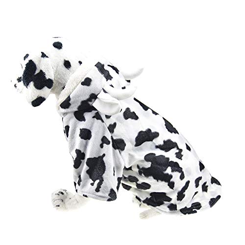 Halloween Dog Cow Costume Outfits For Large Dog Winter Fleece Puppy Jacket Coat Hoodie Funny Dog Clothes Golden Retriever (3X-Large (Pack Of 1), White) #TOP3