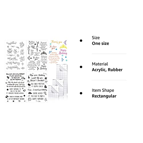 4 Sheets Sentiments Rubber Clear Stamps Set Clear Stamps For Card Making And 3 Pcs Acrylic Stamp Block Tools With Grid Lines Happy Rubber Birthday Stamps Craft Supplies For Diy Scrapbooking Journaling #TOP7