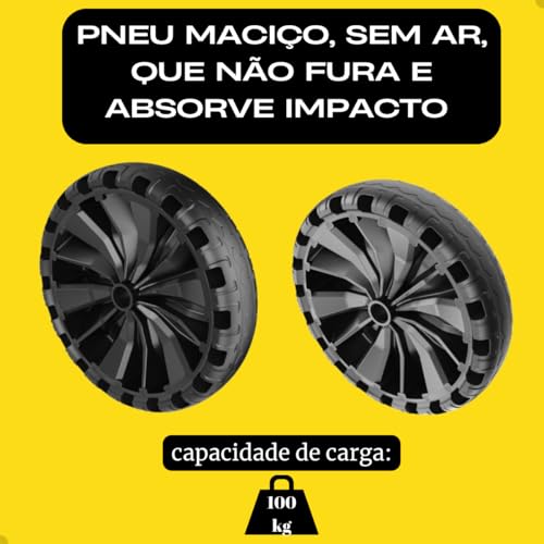 Roda Pneu Maciço Flex Border 320mm para Carrinho de mão Carriola Resistente não Fura não Murcha Eixo