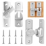 AOOSU 2PCS Silver Sliding Door Latch Made of Aluminum Alloy, 90/180 Degree Gate Lock, Door Security Sliding Door Latch Lock for Bathroom, Bedroom, Barn Door, Window