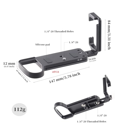 Hersmay L Angle for Panasonic S5 Camera L Bracket Plate for Lumix S5 Arca Swiss Quick Release Plate, Black - Image 2