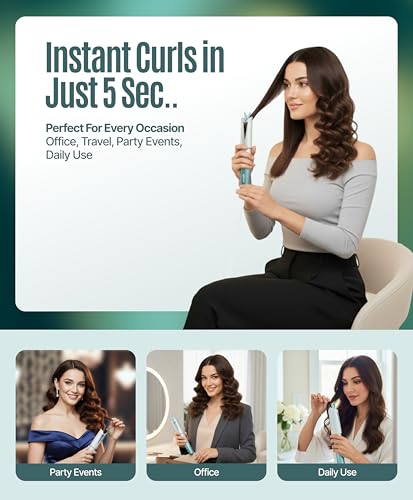 Image of Ownair Automatic Hair Curler for Women, Cordless Auto Hair Curler, 4200 mAh Rechargeable Battery, USB C Fast Charging, Left & Right Curl Modes, 160C & 190C Temperature Settings, Portable Curling Iron for Salon Quality Curls