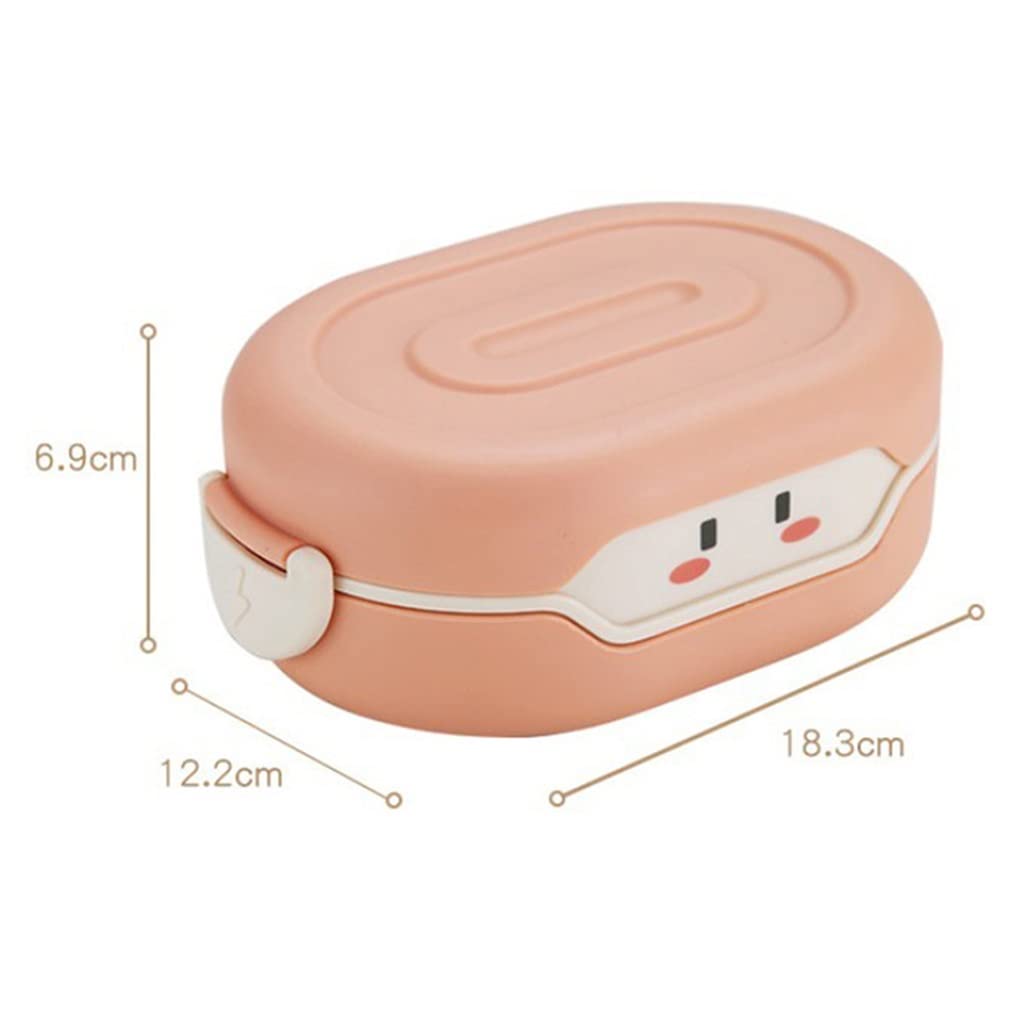 Fiambrera de dibujos animados de aislamiento térmico de doble capa de 780ml for niños en edad escolar Anime colorido(Roze)