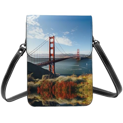 Sac à bandoulière pour téléphone portable imprimé San Francisco pochette noire