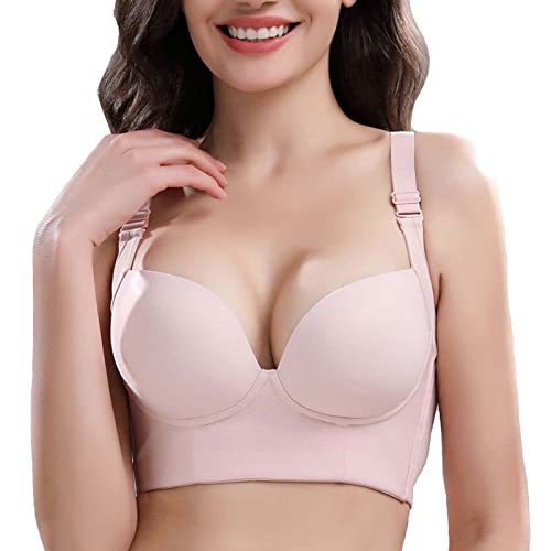Gochumbo Filifit Sculpting Uplift Bra,no Underwire Full Back Coverage Push Up Sports Bra (Pink,XL,X-Large)