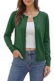 VOTEPRETTY Cardigans for Women UK Lightweight Ladies Short Top Sweater Jumper Knitwear Shrugs(Green,L)