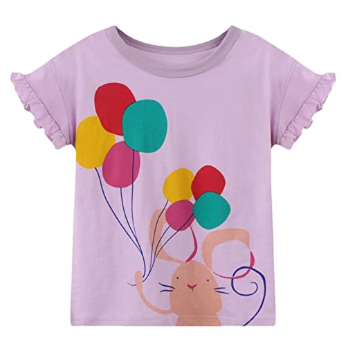 Image of Girls Graphic T Shirts 3 Pack 100% Cotton Short Sleeve Tees for Toddler Little Big Girls Cute Printed Casual Summer Tops