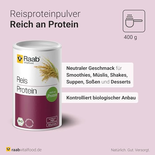 Reisprotein Pulver Bio Raab Vitalfood 400 g – Pflanzliches Eiweiß
