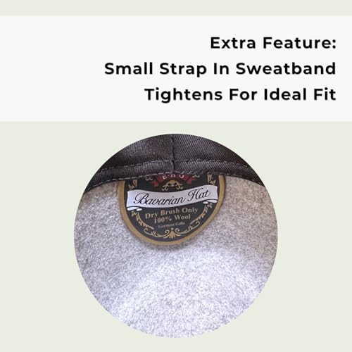 Image of German Oktoberfest Hat - 100% Wool Alpine Tyrolean Fedora with Edelweiss Pin & Rope - Charcoal Bavarian Hat for Men & Women