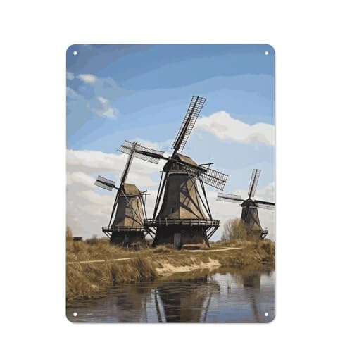 Peinture en métal de moulin à vent décorative pour mur de cuisine
