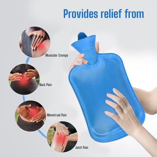 Image of Dr. Tech 2L Rubber Hot Water Bag for Pain Relief Rubber Heating Bag for Period Cramps | Leak-Proof Design with Washer & Fishtail Inlet | Reusable Warm Heat Pack for Back, Neck, Joint Pain & Injuries