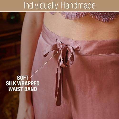 Luxury Artisan Womens Silk Pajama Pants, Pure Mulberry Silk PJs For Women 27 Mm3