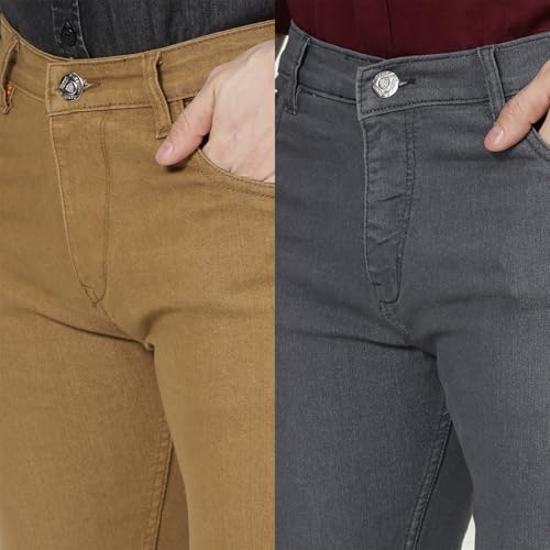 Image of DAIS Men's Stretchable Straight Fit Mid Rise Jeans, Pack of 2, (Combo of 2 Jeans)
