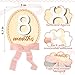 Colingmill 2 Pcs Monthly Baby Milestone Signs Cards with Pink Bow Wooden Coquette Discs Newborn Photography Props to Document Your Baby's Growth 1-12 Newborn Gift for Girl and Boy(Oval)