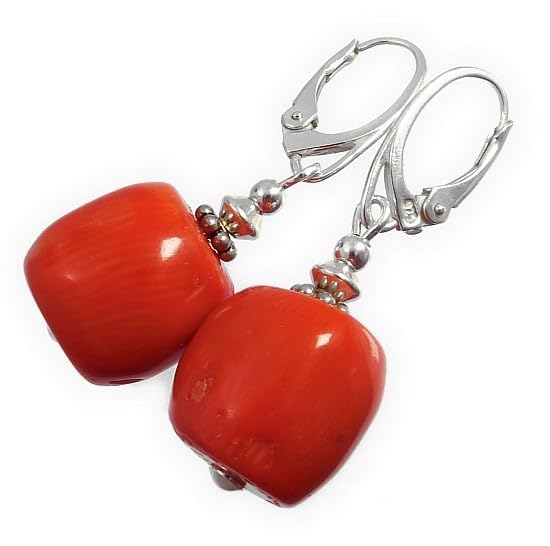 Boucles d'oreilles argent 925 avec corail naturel ARANDE joaillerie fine