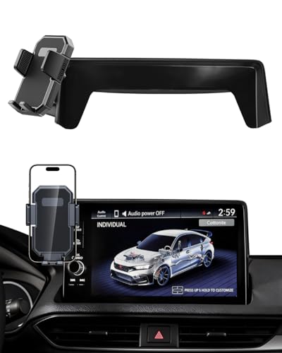 Image of PZK Car Phone Mount for Honda Civic 2022-2025 2026 /Acura Integra 2023-2025 LX /EX /EX-L /Sport /Sport Hybrid /Touring /Si /Type R for 7 /9-Inch Screen 360 Rotation Auto Lock Phone Holder with Storage Box