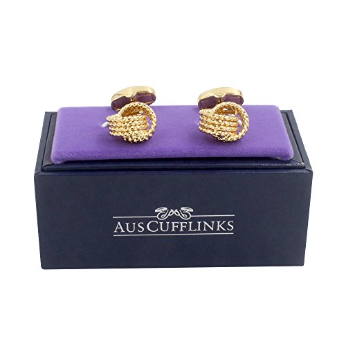 Mancuernillas de oro para hombre nudo dorado miniatura 3