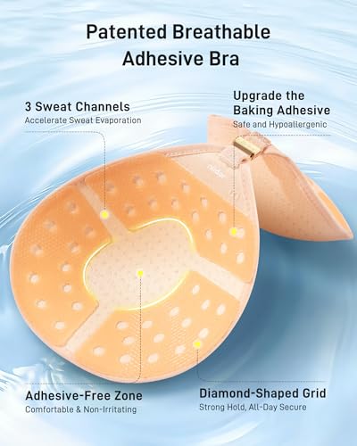 Image of Niidor Womens Strapless Bra Sticky Bra Push Up Backless Reusable Magnetic Front Closure Breathable Sports Bras
