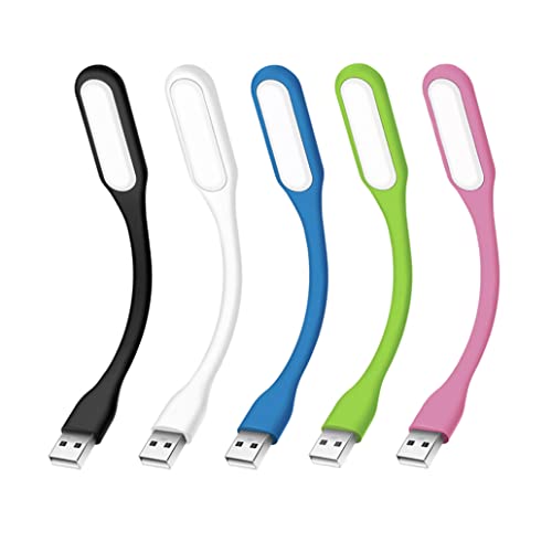 5ud Pack | Mini lámpara de lectura USB LED portátil | Flexible | Multicolor