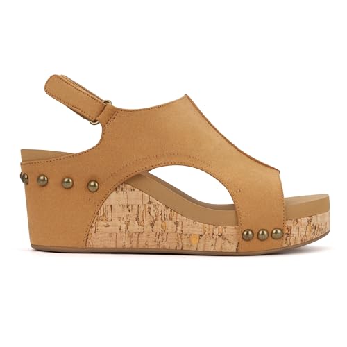 Image of PARTY Women's Wedge Sandals With Buckle Ankle Strap for Dressy Summer