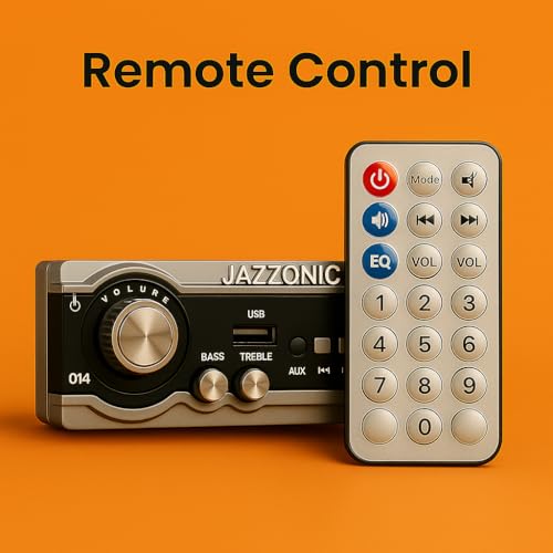 Image of Double IC High Power Car Stereo with LCD & Remote Control | Universal Fit MP3 Player -Bluetooth, USB, AUX, FM Radio, SD Card | Built-in Equalizer for Bass & Treble Control | Black-Grey (014)