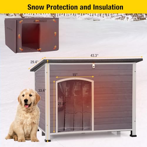 Aivituvin Dog House With Insulated Liner For Winter, Waterproof Heated Dog Kennel For Small Medium Large Dog With All-Around Iron Frame thumb #5