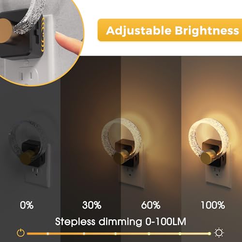 Image of L LOHAS LED Night Lights Plug into Wall, Plug in Night Light with Light Sensor, 3000K Soft White, 0-100LM Brightness Adjustable, Acrylic Nightlight for Bathroom Bedroom Hallway
